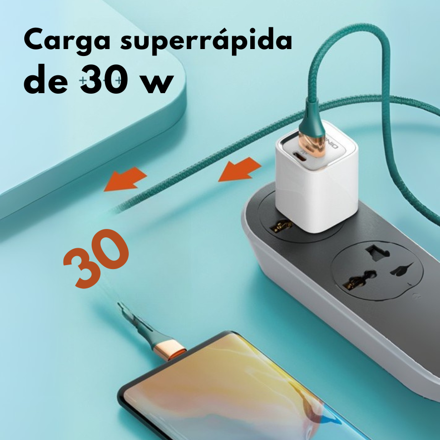 Cable USB reforzado LDNIO LS631 de 1 metro con tejido antienredos y carga rápida de 30W