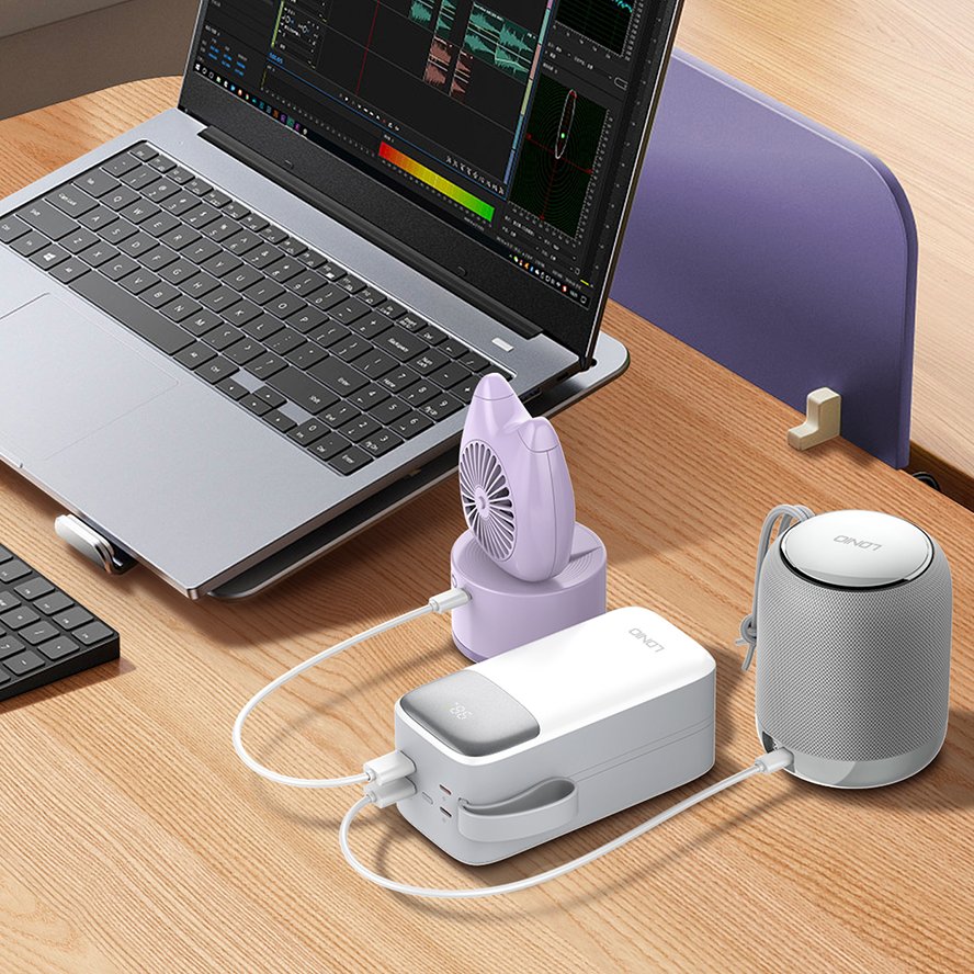 Power bank LDNIO PQ50 50000mAh con carga rápida y cables integrados – venta en Chile