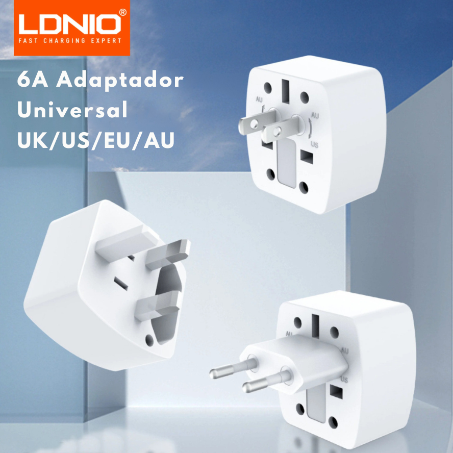 Adaptador de viaje universal LDNIO Z4 compatible con más de 150 países, seguro y compacto