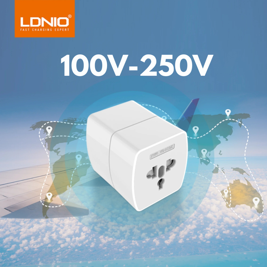 Adaptador de viaje universal LDNIO Z4 compatible con más de 150 países, seguro y compacto