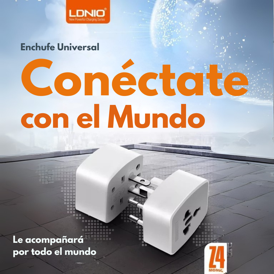 Adaptador de viaje universal LDNIO Z4 compatible con más de 150 países, seguro y compacto