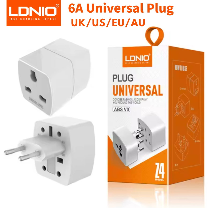 Adaptador de viaje universal LDNIO Z4 compatible con más de 150 países, seguro y compacto
