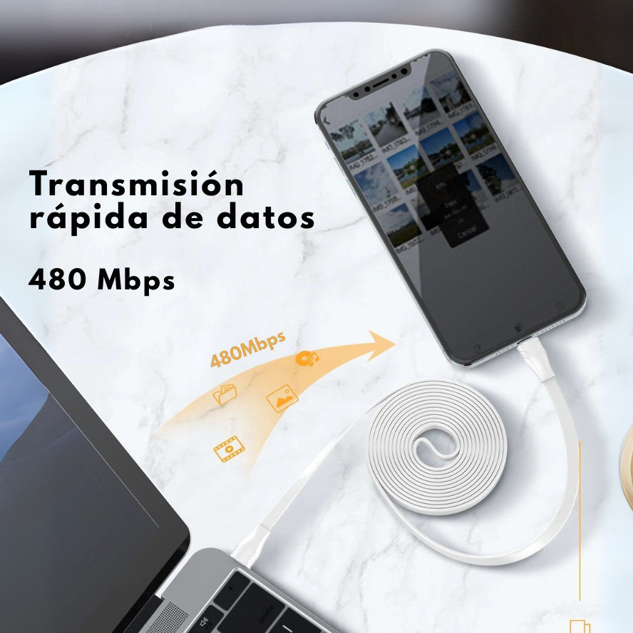 Cable USB LDNIO LS892 de 2 metros reforzado y compatible con carga rápida de hasta 25W