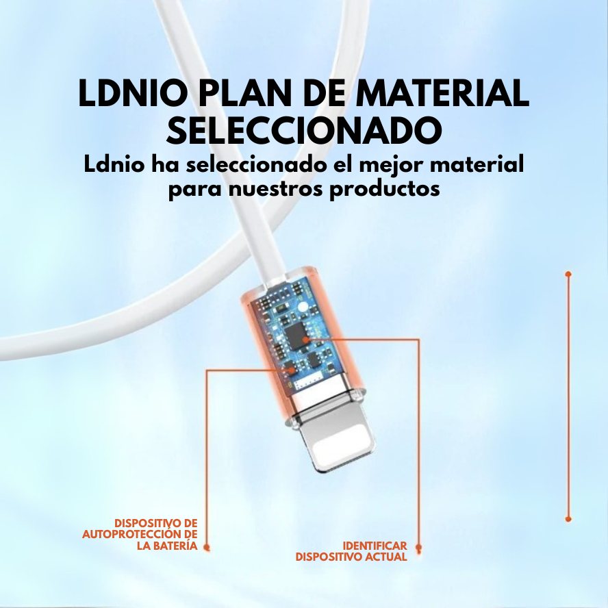 Cable USB LDNIO LS892 de 2 metros reforzado y compatible con carga rápida de hasta 25W