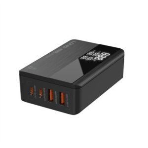 Cargador de escritorio LDNIO A4808Q 65W con 4 puertos USB-C y USB-A, pantalla LCD y carga rápida para laptop, celular y tablet – venta en Chile