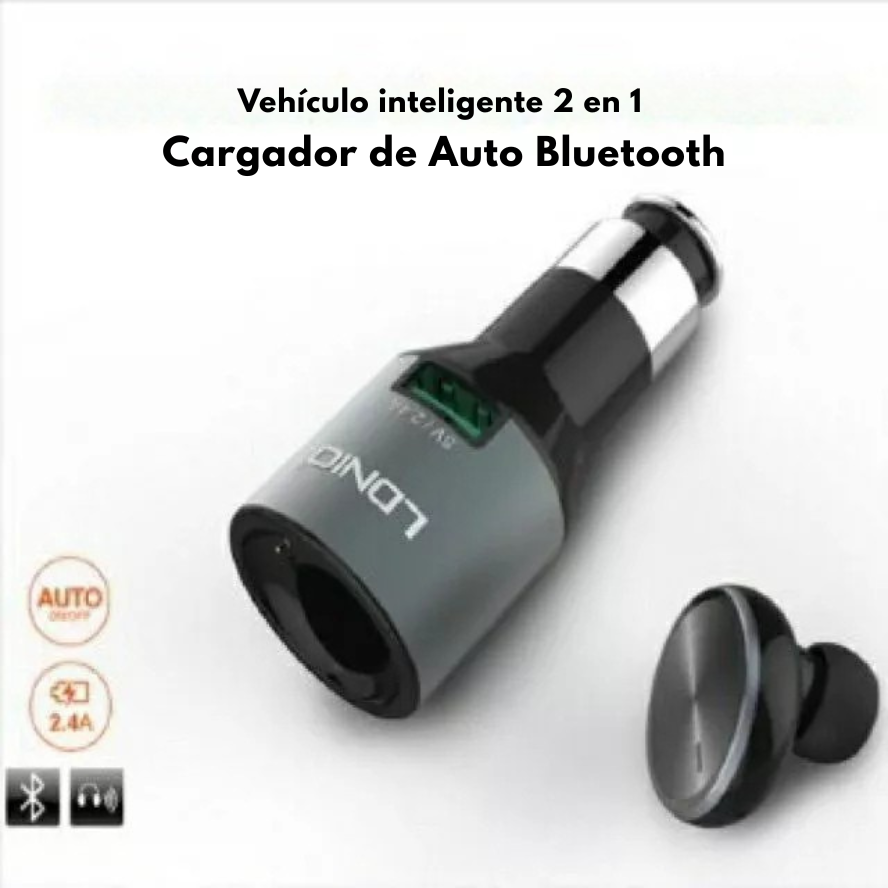 Cargador de auto LDNIO CM20 con auricular Bluetooth 4.0 manos libres y puerto USB 2.4A