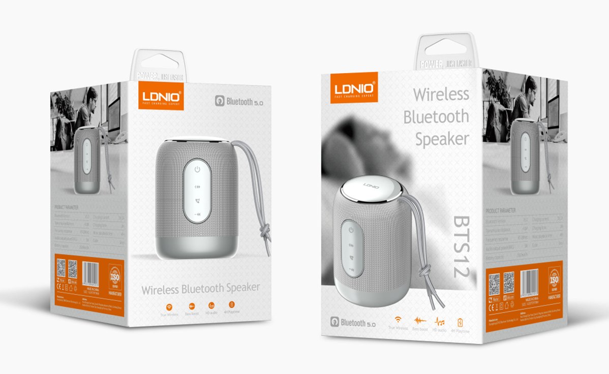 Parlante inalámbrico LDNIO BTS12 Bluetooth 5.0 con batería 2000 mAh, bajo reforzado, entradas múltiples y diseño resistente al agua – venta en Chile