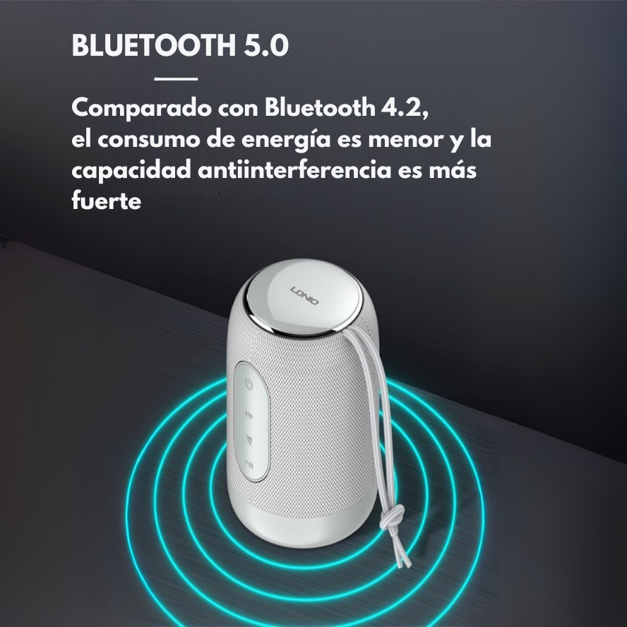 Parlante inalámbrico LDNIO BTS12 Bluetooth 5.0 con batería 2000 mAh, bajo reforzado, entradas múltiples y diseño resistente al agua – venta en Chile