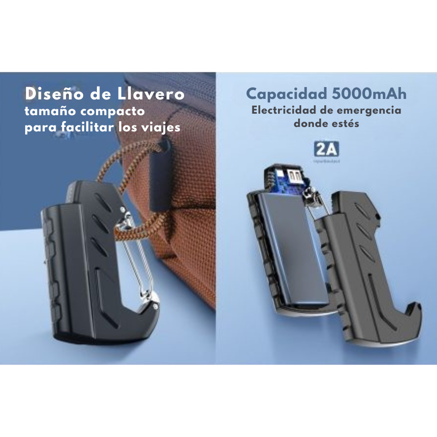 Power bank portátil LDNIO PR522 de 5000 mAh con carga rápida de 10W, llavero mosquetón y diseño ultraligero – venta en Chile