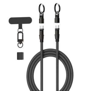 Cable USB-C a USB-C LDNIO LC22C 65W tipo lanyard nylon trenzado corto carga rápida