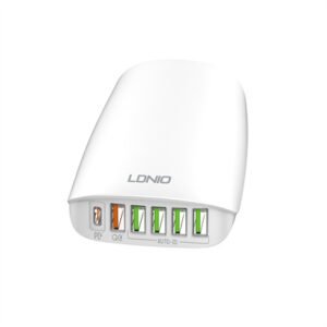 estación de carga LDNIO 65W 6 puertos USB-C PD QC3.0 escritorio laptop celular