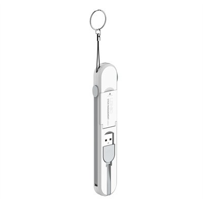 Cable 3 en 1 LDNIO LC130 con diseño tipo llavero, carga rápida de 3.8A y conectores Tipo-C, Lightning y Micro USB ideal para uso diario y viajes.