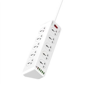 Alargador inteligente LDNIO SC10610 con 10 tomas y puertos USB de carga rápida